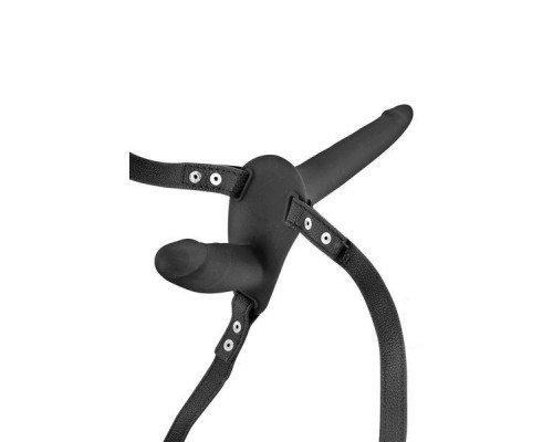 Двойной страпон Fetish Tentation Strap-On with Double Dildo Black (мятая упаковка)