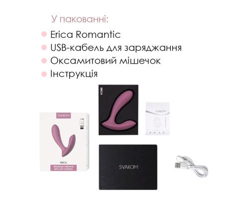 Смарт-вібратор у трусики Svakom Erica Romantic Rose, дуже гнучкий, 2 мотори