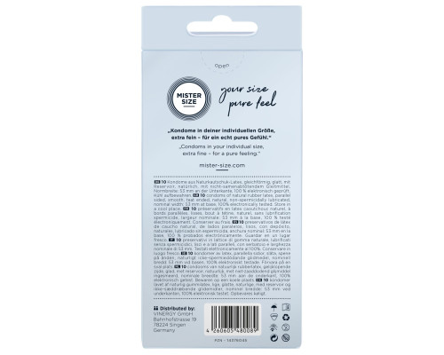 Презервативи Mister Size - pure feel - 53 (10 condoms), товщина 0,05 мм (м'ята упаковка!!!)