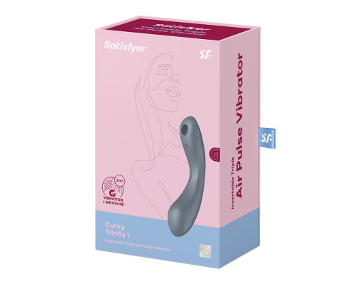 Вакуумний стимулятор з вібрацією Satisfyer Curvy Trinity 1 Bluegrey, іграшка 3в1