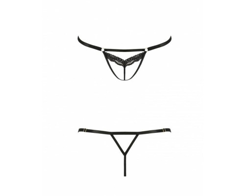 Відверті трусики-стрепи з мереживом Passion Exclusive SOLON THONG XXL/XXXL, black