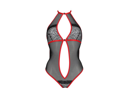 Сітчасте боді з мереживом на грудях Passion SATARA BODY XXL/XXXL red