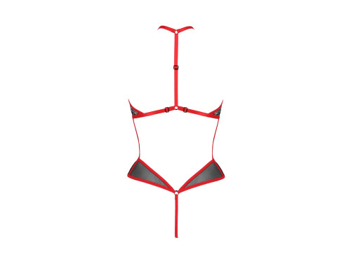 Сітчасте боді з мереживом на грудях Passion SATARA BODY XXL/XXXL red