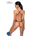 Боді з відкритим доступом Passion TASMINA BODY XXL/XXXL, black, екошкіра, шнурівки, ажурні мережива