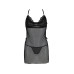 Сорочка Passion DELIENA CHEMISE S/M black, стрінги із заниженою талією