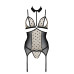 Корсет з відкритими грудьми Passion DOMINICA CORSET S/M beige, пажі для панчіх, стрінги