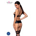 Корсет з відкритими грудьми Passion JANNIES CORSET S/M black, стрінги в наборі