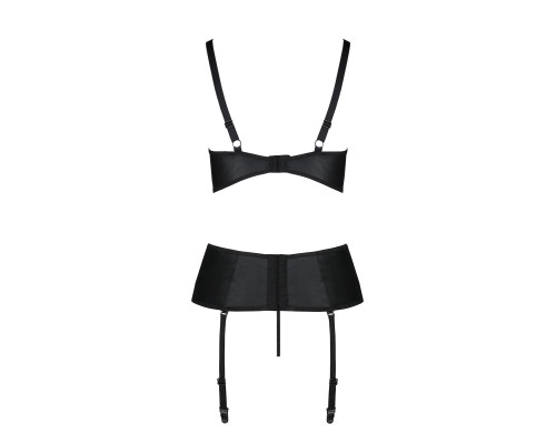 Корсет з відкритими грудьми Passion JANNIES CORSET S/M black, стрінги в наборі