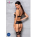 Корсет з відкритими грудьми Passion JANNIES CORSET S/M black, стрінги в наборі