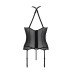 Корсет з пажами Passion SATARA CORSET L/XL black, стрінги, мереживо, застібки спереду та ззаду