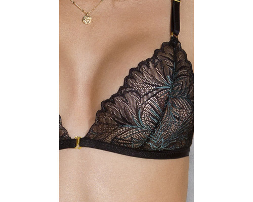 Комплект з відкритим доступом Passion DELIENA SET L/XL black, ліф, стрінги, пояс для панчіх