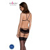 Комплект з відкритим доступом Passion DELIENA SET S/M black, ліф, стрінги, пояс для панчіх