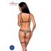 Еротичний комплект спідньої білизни Passion GABI SET L/XL beige, трусики з гартерами