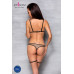 Еротичний комплект спідньої білизни Passion GABI SET S/M beige, трусики з гартерами