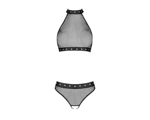 Білизна з відкритим доступом Passion MOONLIGHT SET S/M black, топ, стрінги
