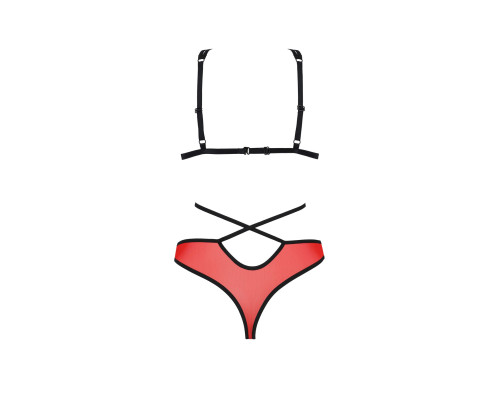 Комплект білизни Passion PEONIA SET L/XL red, бра, трусики