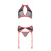 Комплект білизни Passion SATARA SET L/XL red, топ, пояс для панчіх, стрінги
