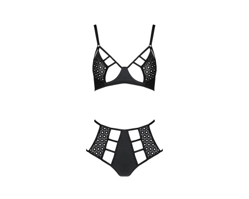 Комплект білизни Passion TASMINA SET XXL/XXXL black, ліф, високі трусики з корсетом ззаду