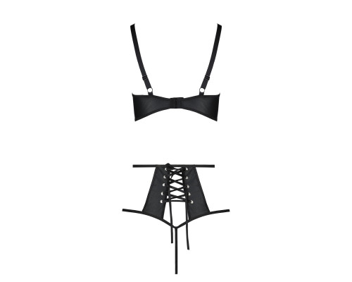 Комплект білизни Passion TASMINA SET XXL/XXXL black, ліф, високі трусики з корсетом ззаду