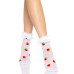 Шкарпетки жіночі з полуничним принтом Leg Avenue Strawberry ruffle top anklets One size, мереживні м