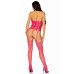 Мереживний бодістокінг з відкритим доступом Leg Avenue High neck lace bodystocking One size Raspberr