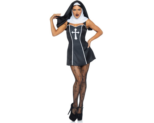 Костюм черниці Leg Avenue Naughty Nun M, сукня, головний убір