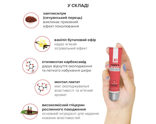 Збуджувальний гель для клітора JO WARM & BUZZY (10 мл) з ефектом рідкого вібратора