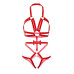 Портупея-тедді з ременів Leg Avenue Studded O-ring harness teddy M Red, екошкіра