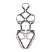 (SALE) Портупея-тедді з екошкіри Leg Avenue Heart ring harness teddy S, Black, підвіска-сердечко, ланцюги