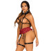 BDSM-костюм учениці Leg Avenue Harness teddy & skirt S Black, портупея, мініспідниця, екошкіра
