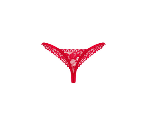 Мереживні стрінги Obsessive Lacelove thong XS/S Red, низька посадка