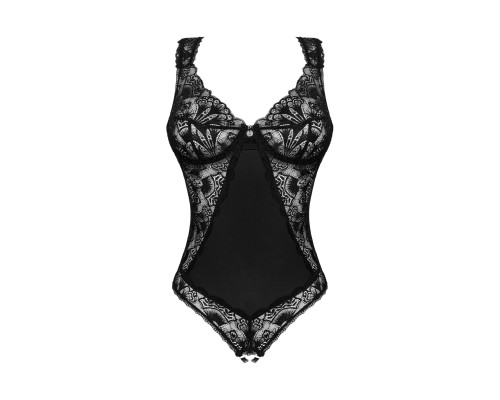 Мереживне боді Obsessive Donna Dream crotchless teddy M/L Black, відкритий доступ