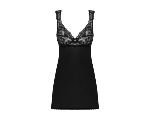 Сорочка бебі-дол з мереживом на грудях Obsessive Donna Dream babydoll XS/S Black, стрінги