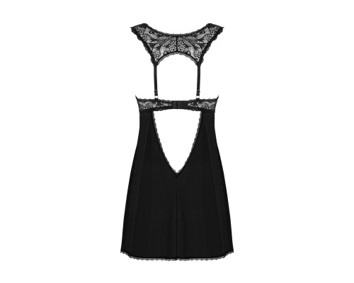 Сорочка бебі-дол з мереживом на грудях Obsessive Donna Dream babydoll M/L Black, стрінги