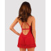 Прозора сорочка бебі-дол Obsessive Lacelove babydoll & thong M/L Red, мереживо, стрінги