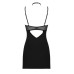 Сорочка Obsessive Selinne chemise & thong XL/2XL Black, стрінги, подвійні бретелі