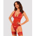 Прозорий корсет Obsessive Lacelove corset XS/S Red, мереживо, підв’язки для панчіх