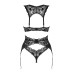 Комплект білизни Obsessive Donna Dream 3-pcs set M/L Black, бюстгальтер, стрінги, пояс для панчіх