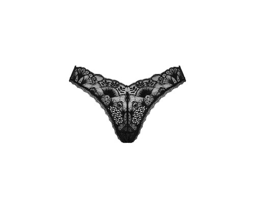 Мереживні стрінги Obsessive Donna Dream thong XL/2XL Black, низька посадка