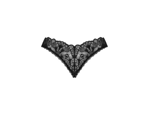 Мереживні стрінги Obsessive Donna Dream crotchless thong M/L Black, відкритий доступ
