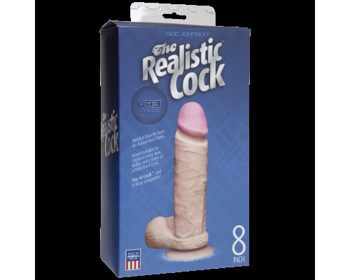 Фаллоимитатор Doc Johnson The Realistic Cock 8 inch White - ULTRASKYN, Vack-U-Lock (мятая упаковка)