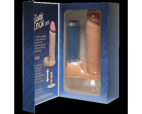 Фаллоимитатор Doc Johnson The Realistic Cock 8 inch White - ULTRASKYN, Vack-U-Lock (мятая упаковка)