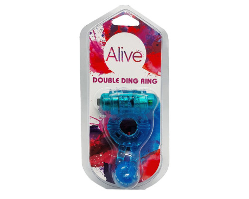 Ерекційне віброкільце Alive: Double Ding Ring Blue, два мотори
