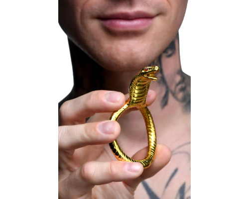 Ерекційне кільце з головою кобри Master Series: Cobra King Golden Cock Ring