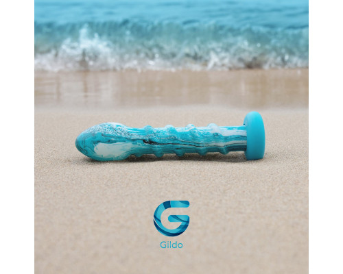 Скляний дилдо Gildo Ocean Wave, з силіконовою основою