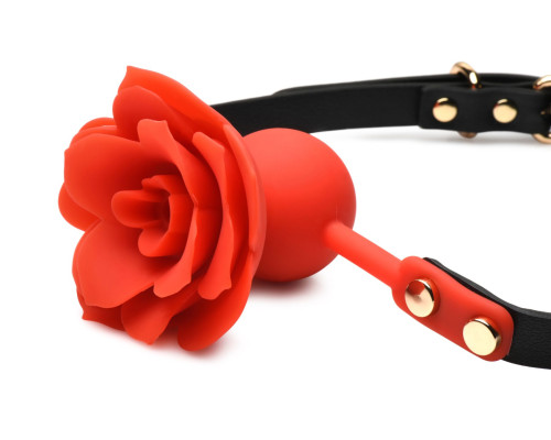 Силіконовий кляп з трояндою Master Series: Blossom Silicone Rose Gag – Red