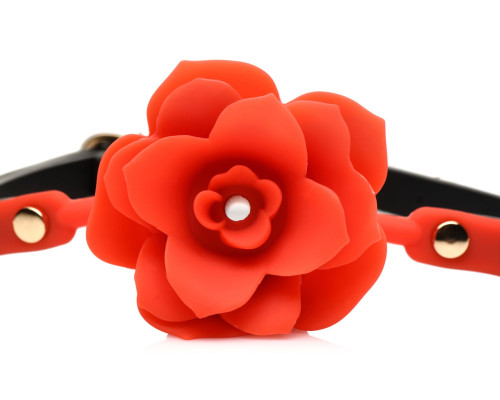 Силіконовий кляп з трояндою Master Series: Blossom Silicone Rose Gag – Red
