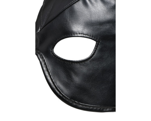 Маска з рогами Master Series: Dungeon Demon Bondage Mask with Horns, чорна
