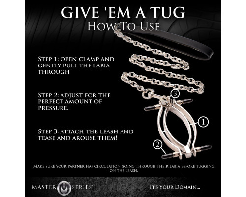 Затискач для статевих губ Master Series: Pussy Tugger Adjustable Vagina Clamp with Chain