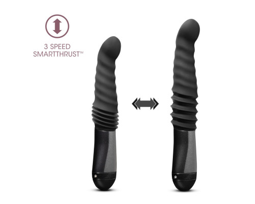 Пульсатор Blush Temptasia – Lazarus Thrusting Dildo – Black, ребристий стовбур, 3 швидкості